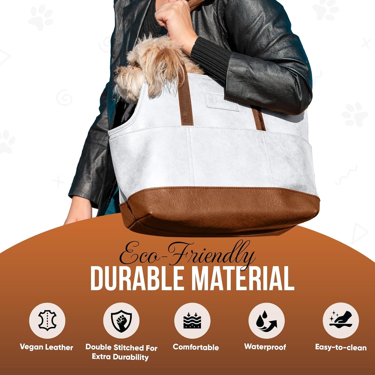 Faux Leather Small Dog Carrier – Hands-Free Pet Tote for Travel and Everyday Outings