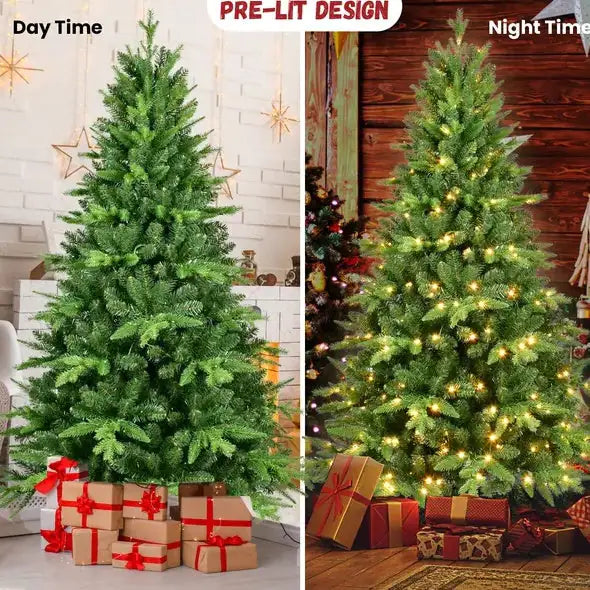 5FT PE PVC Mixed Automatic Christmas Tree with Lights – Fluffy, Realistic & Easy Assembly
