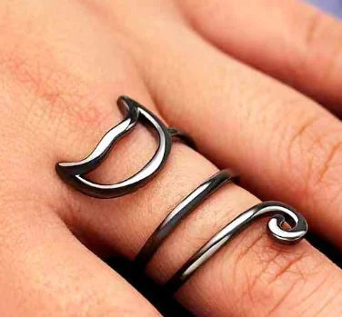 Adjustable Pet Ring – 925 Sterling Silver Feline-Inspired Jewelry in Silver, Gold, or Black