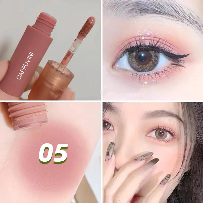 6 Colors Matte Nude Liquid Eyeshadow & Cream Blush – Dual-Purpose, Long-Lasting, Lightweight