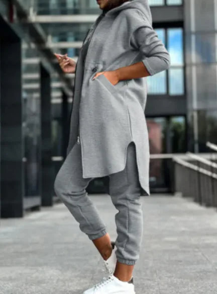 Women’s Fleece Hooded Sweater Set – Cozy Two-Piece Outfit for Warmth & Style (S–2XL)