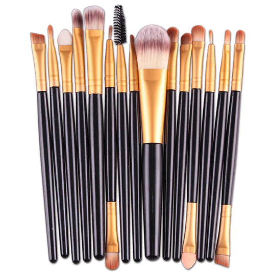 15-Piece Makeup Brush Set – Complete Professional Collection for Face, Eyes, and Brows
