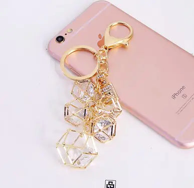 Rhinestone Keychain – Sparkling Metal Charm in Gold or Silver
