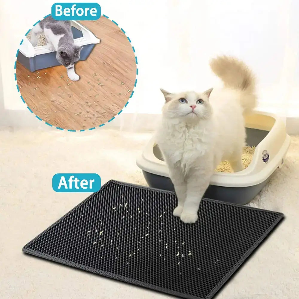 Double Layer Cat Litter Mat – EVA Waterproof Mat with Litter Trap Design