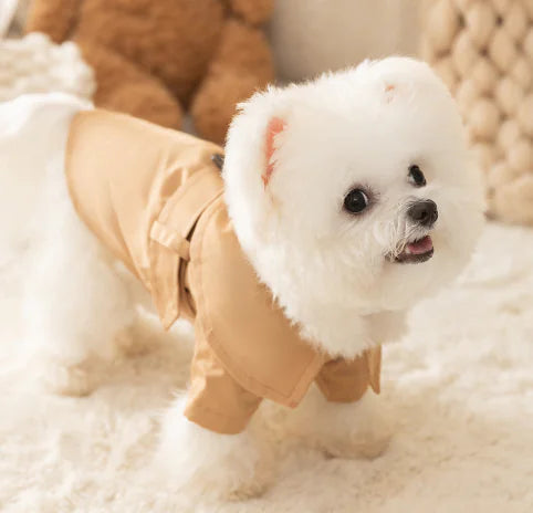 Summer Pet Clothes – British Trench Coat for Dogs (Olive Brown, XS–XL)