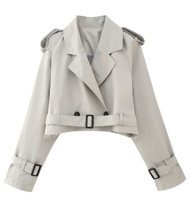 Women’s Belted Long Sleeve Short Trench Coat: A Modern Take on Timeless Style