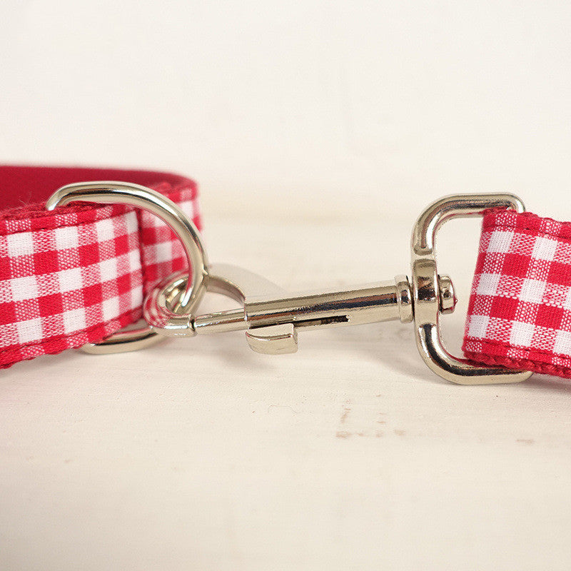 Pet Collar Bow Tie Set with Leash – Elegant Red Polyester Set for Stylish Walks (Sizes XS–XL)