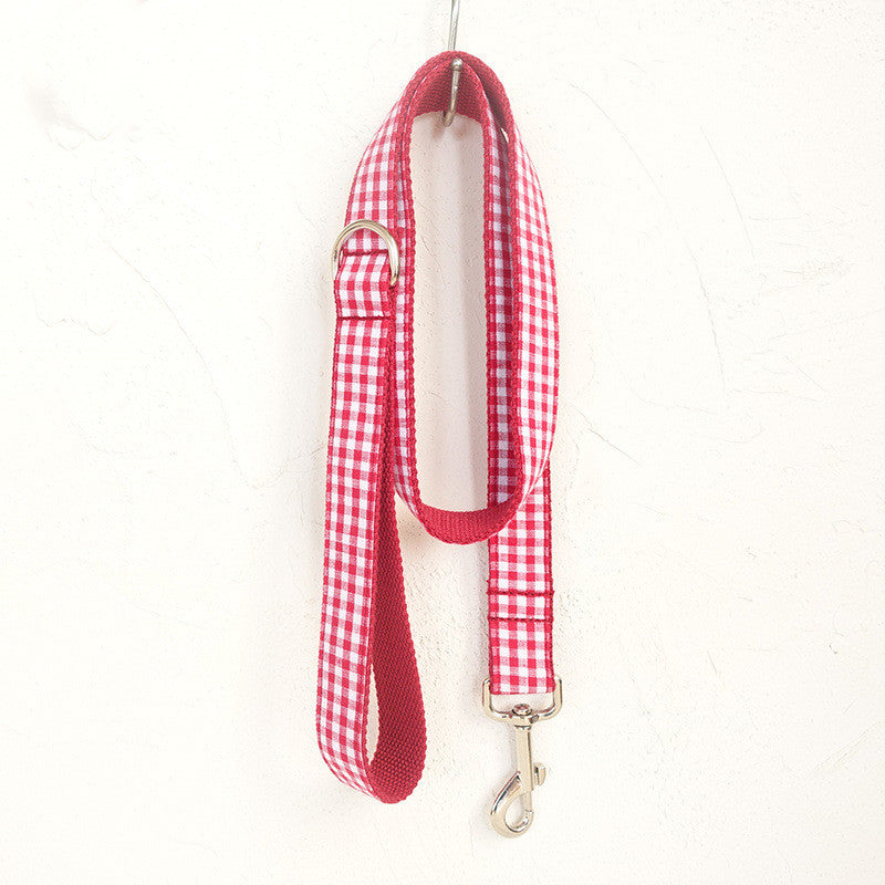 Pet Collar Bow Tie Set with Leash – Elegant Red Polyester Set for Stylish Walks (Sizes XS–XL)