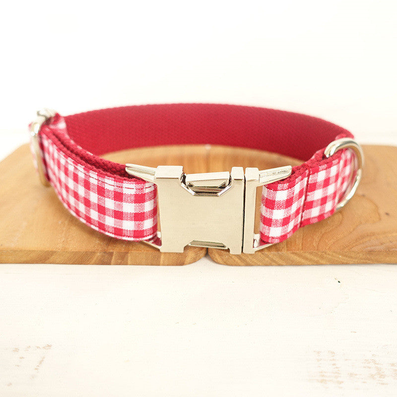 Pet Collar Bow Tie Set with Leash – Elegant Red Polyester Set for Stylish Walks (Sizes XS–XL)