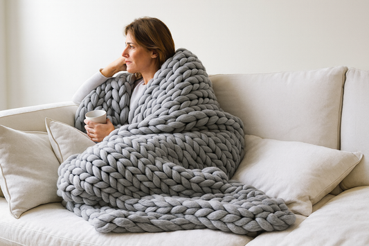 Chunky Merino Wool Blanket – Cozy Decorative Sofa Throw (Multiple Colors & Sizes)