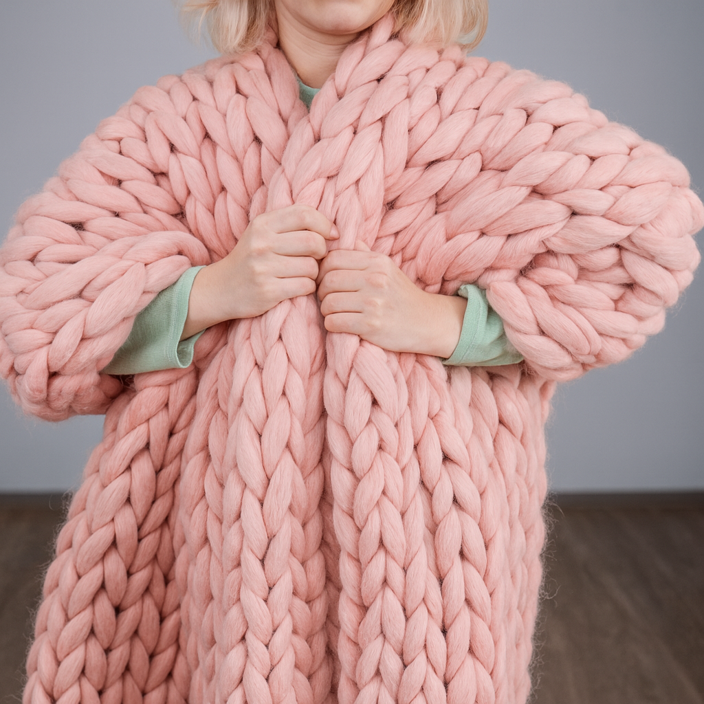 Chunky Merino Wool Blanket – Cozy Decorative Sofa Throw (Multiple Colors & Sizes)