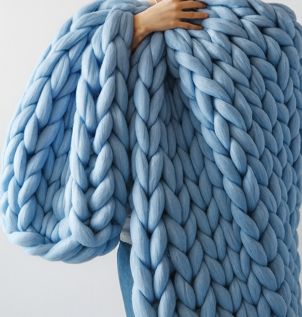 Chunky Merino Wool Blanket – Cozy Decorative Sofa Throw (Multiple Colors & Sizes)