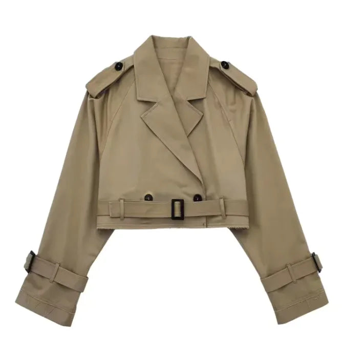 Women’s Belted Long Sleeve Short Trench Coat: A Modern Take on Timeless Style