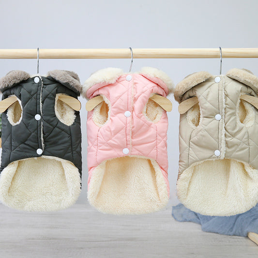 Dog Clothes for Pomeranians – Quilted Embroidered Nylon & Cotton Outfits with Plush Lining (S to XXL Sizes)