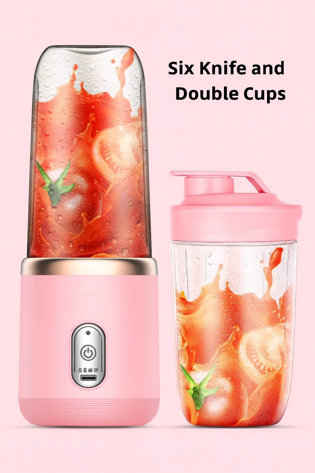 Portable USB Rechargeable Blender – 6-Blade Power for Smoothies, Juices & More