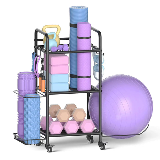 Home Gym Storage Rack – Multi-Tier Organizer for Yoga Mats, Dumbbells, Resistance Bands & More