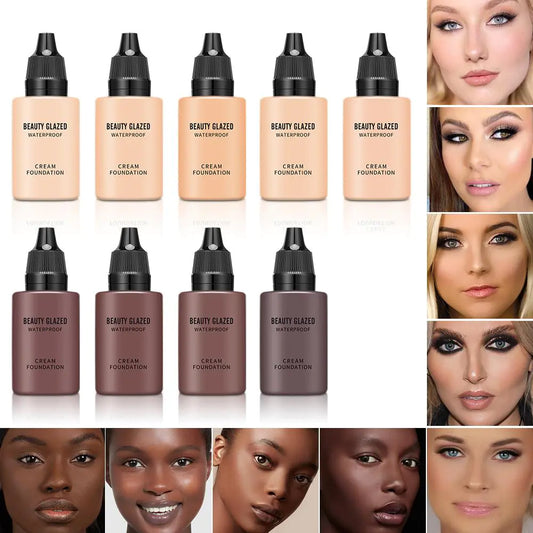 Beauty Glazed Waterproof Cream Foundation – Long-Lasting, High Coverage, Automatic Tanning Effect (9 Shades)