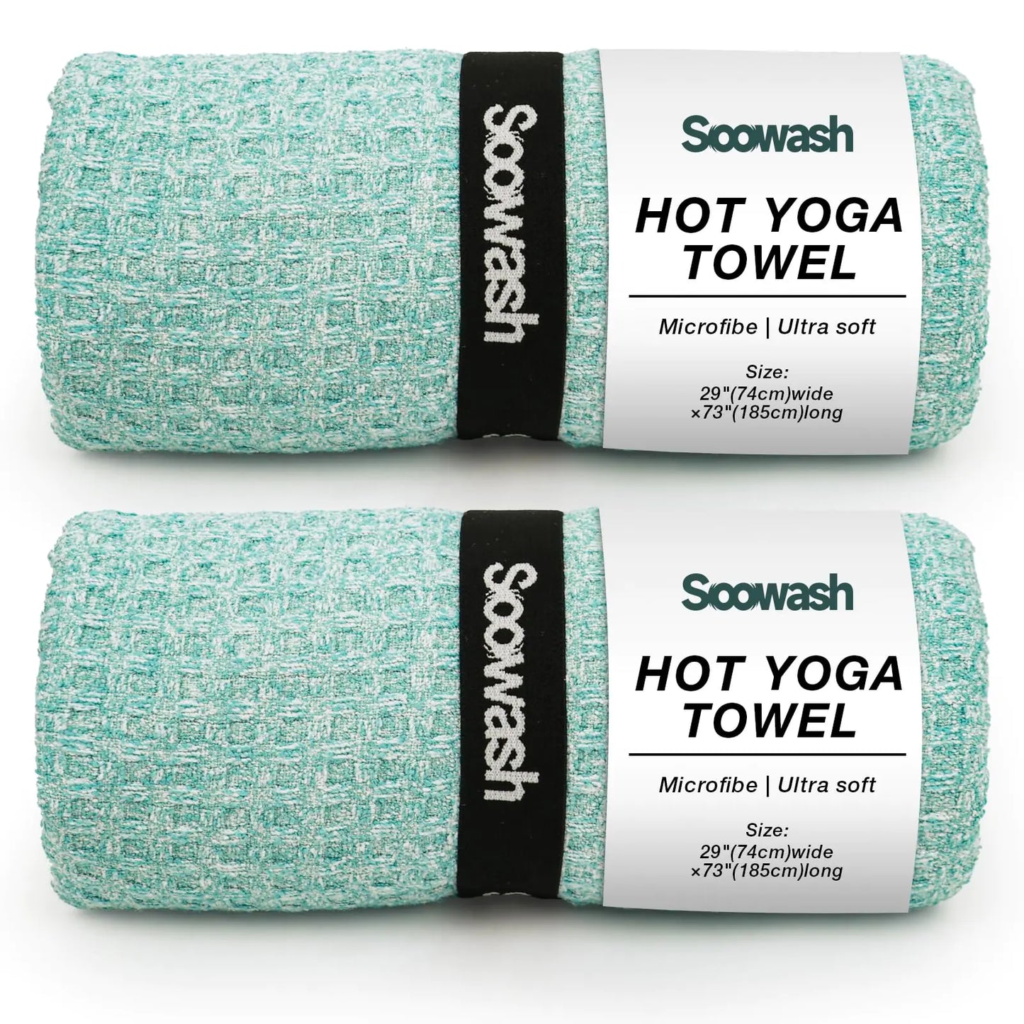 Non-Slip Waffle Hot Yoga Mat Towel – 2 Pack | Ultra-Absorbent Suede Microfiber Towels for Bikram, Pilates, Yoga – 28" x 72" (Teal)