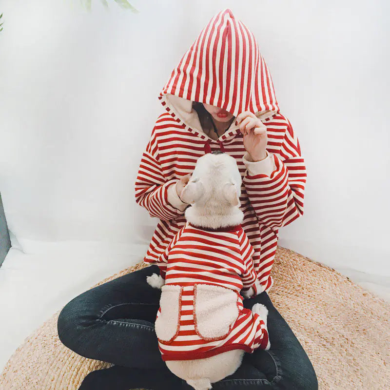 Striped Padded Sweater for Pet and Owner – Four-Legged Cozy Twinning Style (S–3XL Pet Sizes + One Size Adult Fit)