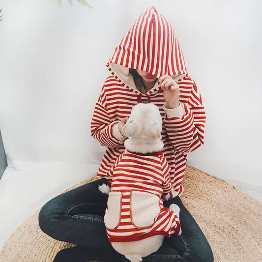 Striped Padded Sweater for Pet and Owner – Four-Legged Cozy Twinning Style (S–3XL Pet Sizes + One Size Adult Fit)