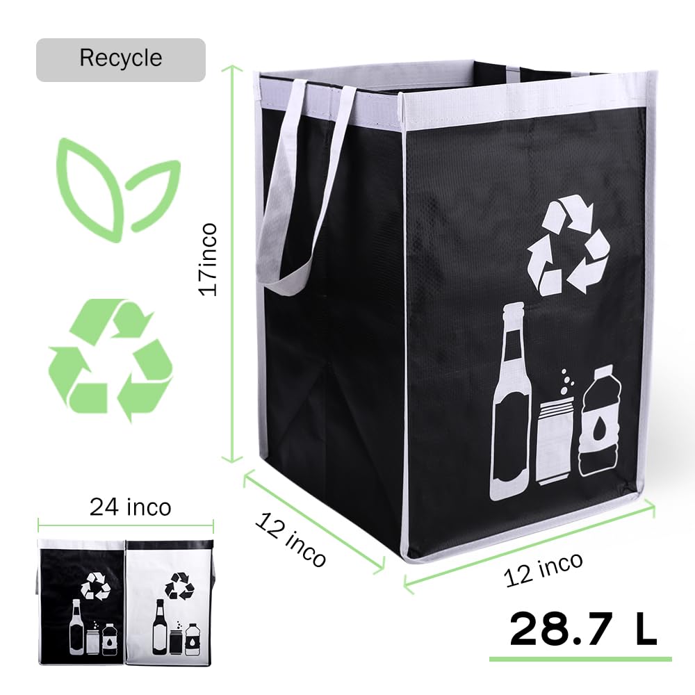Recycle Waste Bin Bags – Waterproof Kitchen & Home Trash Organizer (Set of 2, Cream & White)