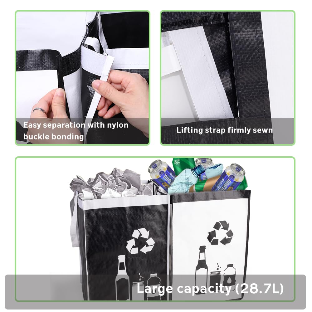 Recycle Waste Bin Bags – Waterproof Kitchen & Home Trash Organizer (Set of 2, Cream & White)