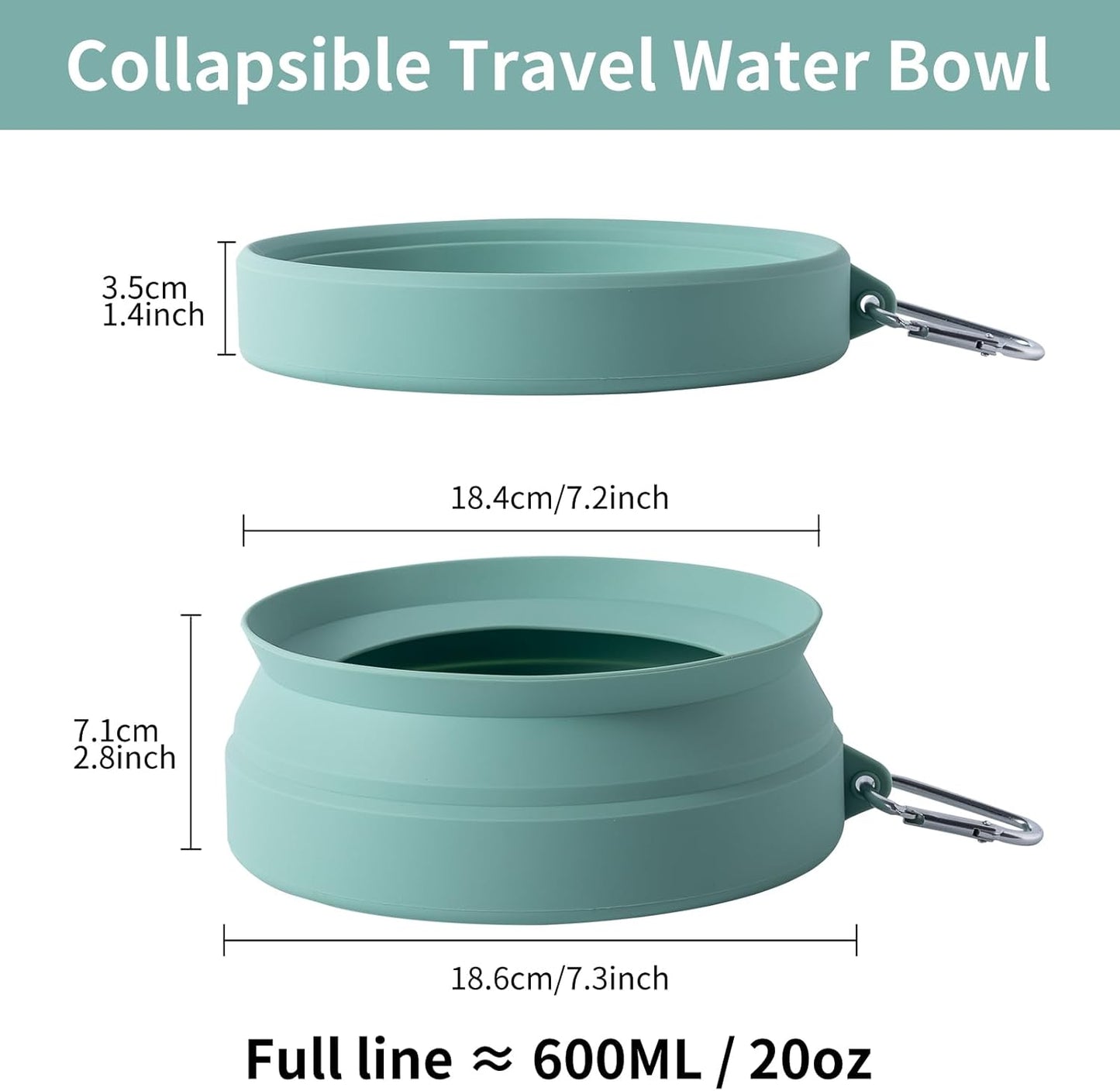 Collapsible Spill-Proof Dog Water Bowl for Cars, Travel, Camping, Hikes, and RV Use