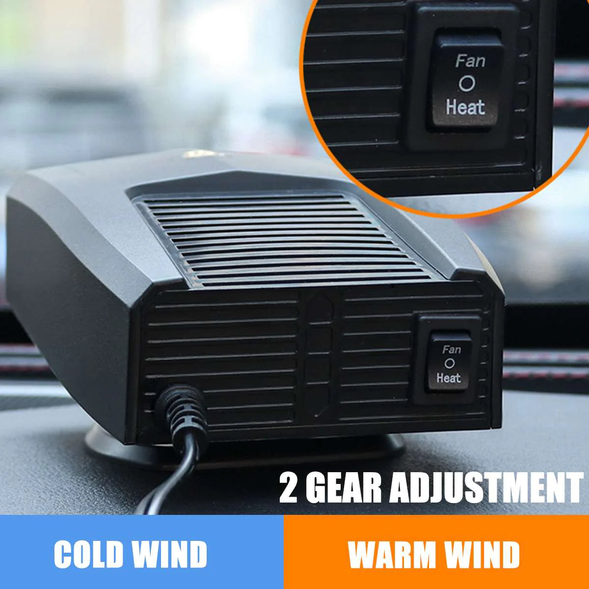 Car Electric Heater – Fast Heating & Defogging with 12V/24V Universal Compatibility (Compact, Durable ABS Design)