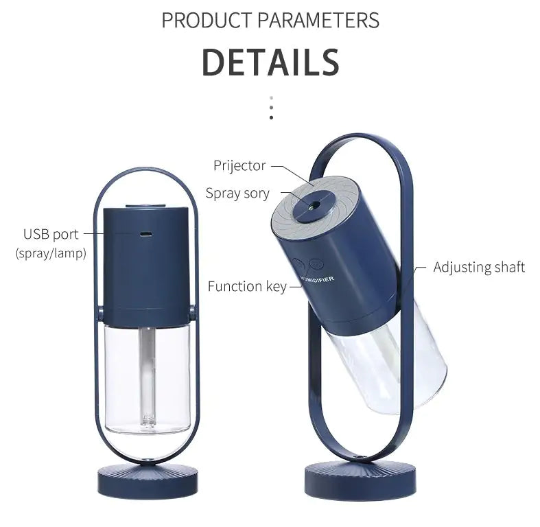 Magic Shadow USB Air Humidifier – Projection Night Light & Ultrasonic Mist Maker (200ML, Quiet <30dB, USB Powered)