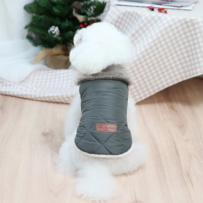 Dog Clothes for Pomeranians – Quilted Embroidered Nylon & Cotton Outfits with Plush Lining (S to XXL Sizes)