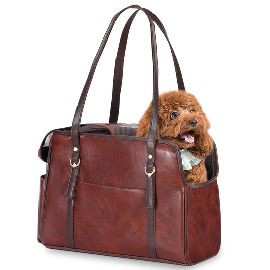 Fashion Vegan Leather Pet Carrier Purse – Travel-Ready Tote for Small Dogs & Cats
