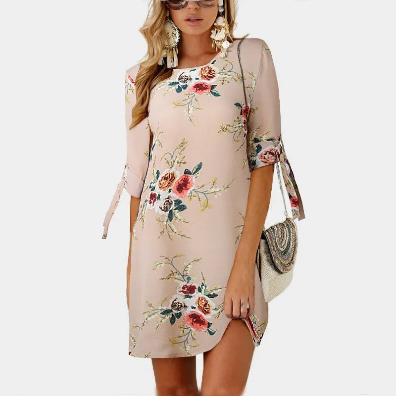 Floral Print Chiffon Beach Summer Dress