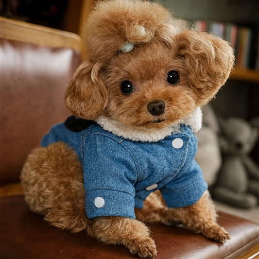 Thickened Warm Dog Cotton Jacket – Stylish Denim Winter Coat (XS to XL)