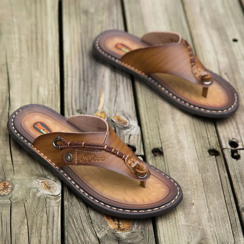 Handmade Leather Flip-Flops – Breathable, Durable, and Perfect for Outdoor Comfort