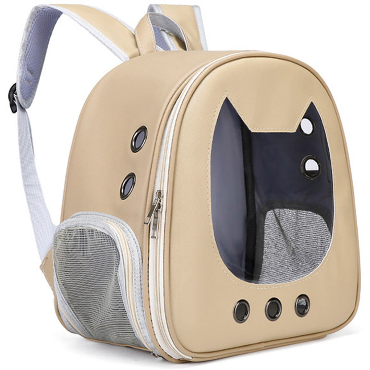 PU Portable Cat Carrier Backpack – Transparent Travel Bag for Small Dogs & Cats