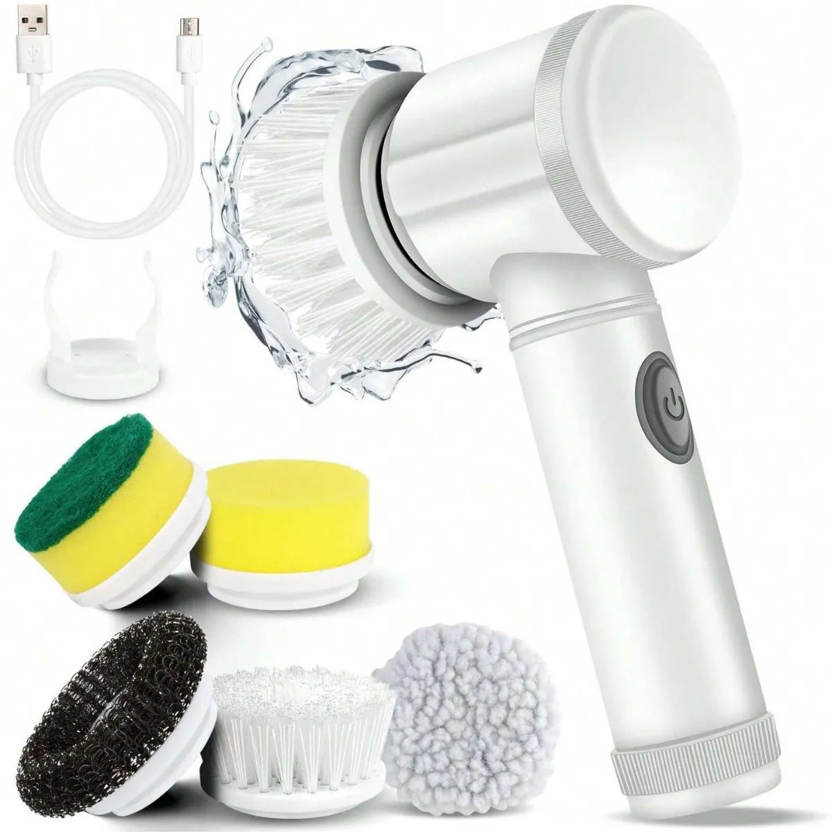 Multifunctional Electric Shoe & Household Cleaner – Rechargeable with 6 Brush Heads (USB Charging, Lightweight & Durable)