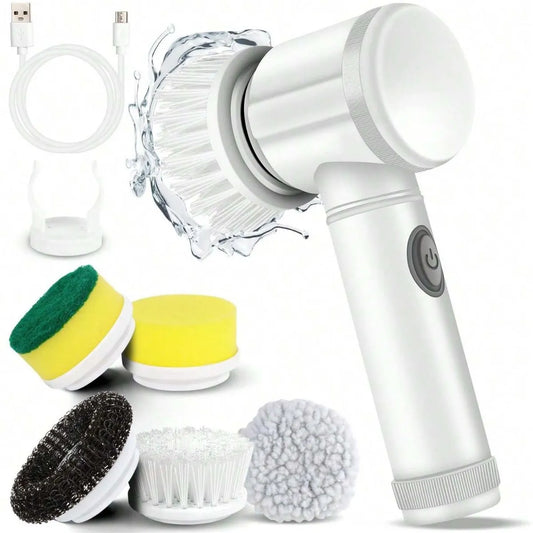Multifunctional Electric Shoe & Household Cleaner – Rechargeable with 6 Brush Heads (USB Charging, Lightweight & Durable)
