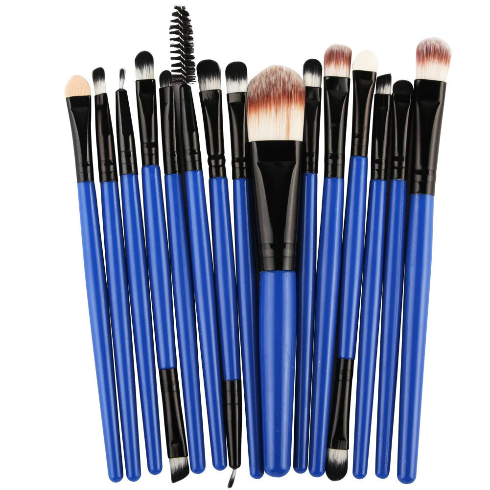 15-Piece Makeup Brush Set – Complete Professional Collection for Face, Eyes, and Brows