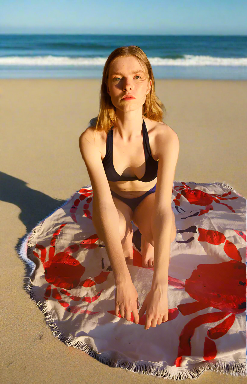 ANEMOSS Round Beach Towel – Artisan-Designed Comfort with Turkish Cotton & Microfiber