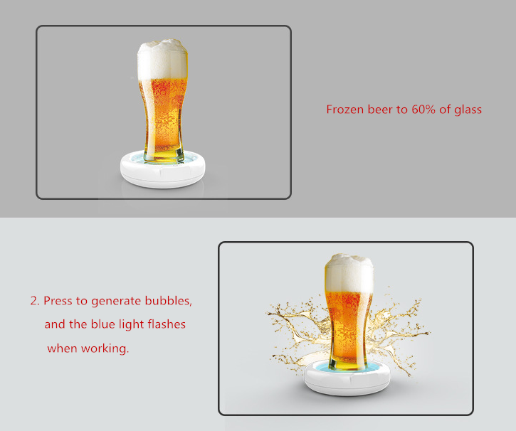 Ultrasonic Beer Frother – Portable Kitchen Gadget for Perfect Foam (ABS + PC, 1800mAh Battery)