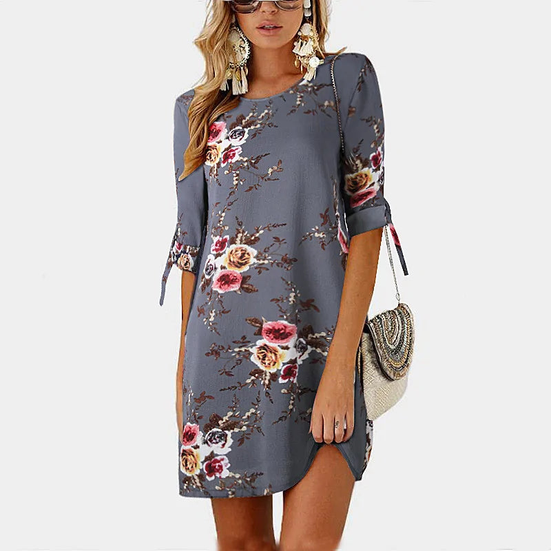Floral Print Chiffon Beach Summer Dress