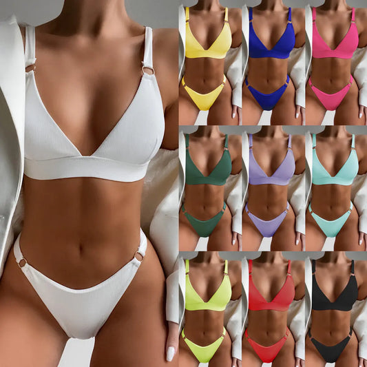 Striped Two-Piece Bikini – Vibrant Colors & Sexy Fit for the Modern Beach Goddess (Sizes S–L)