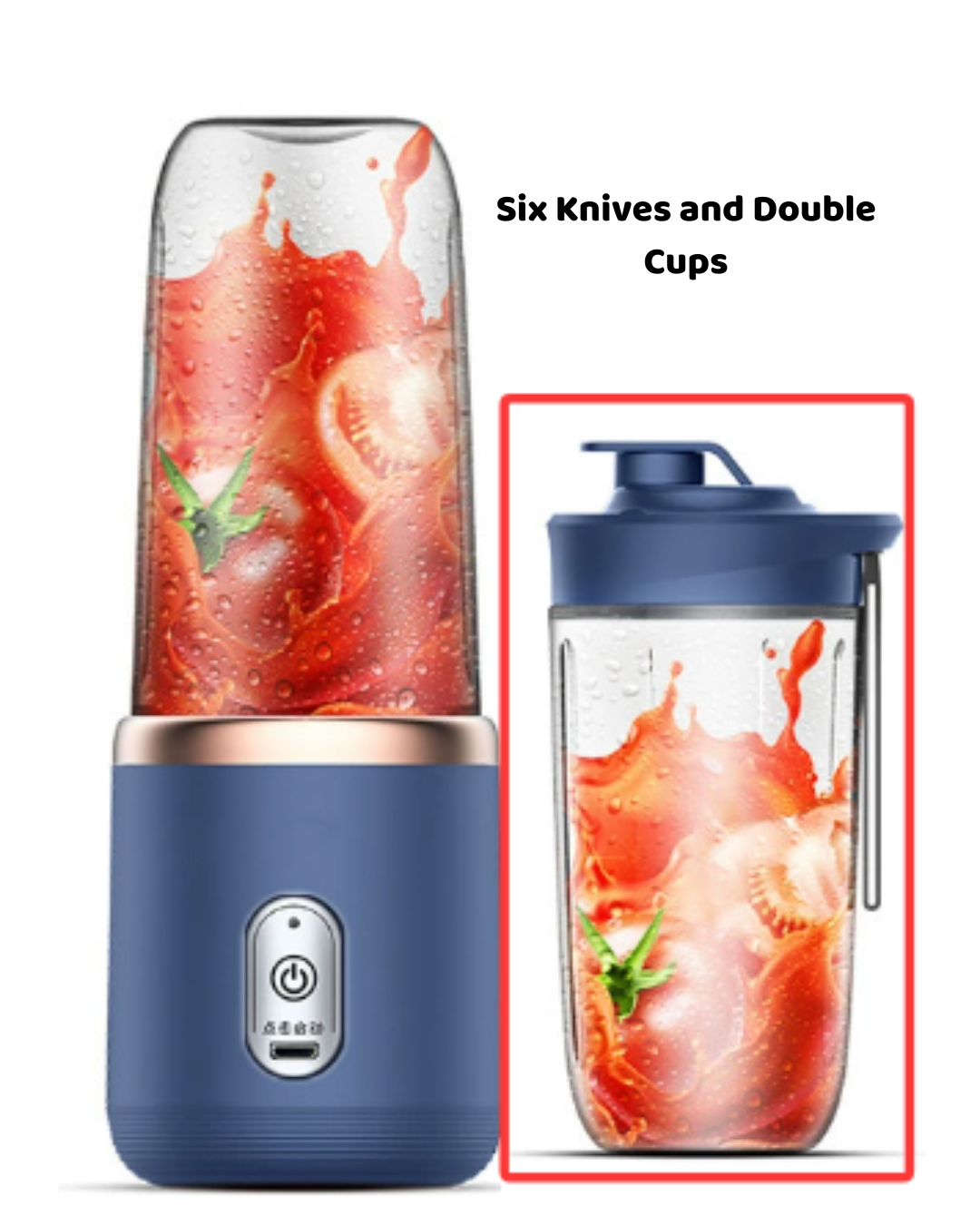 Portable USB Rechargeable Blender – 6-Blade Power for Smoothies, Juices & More