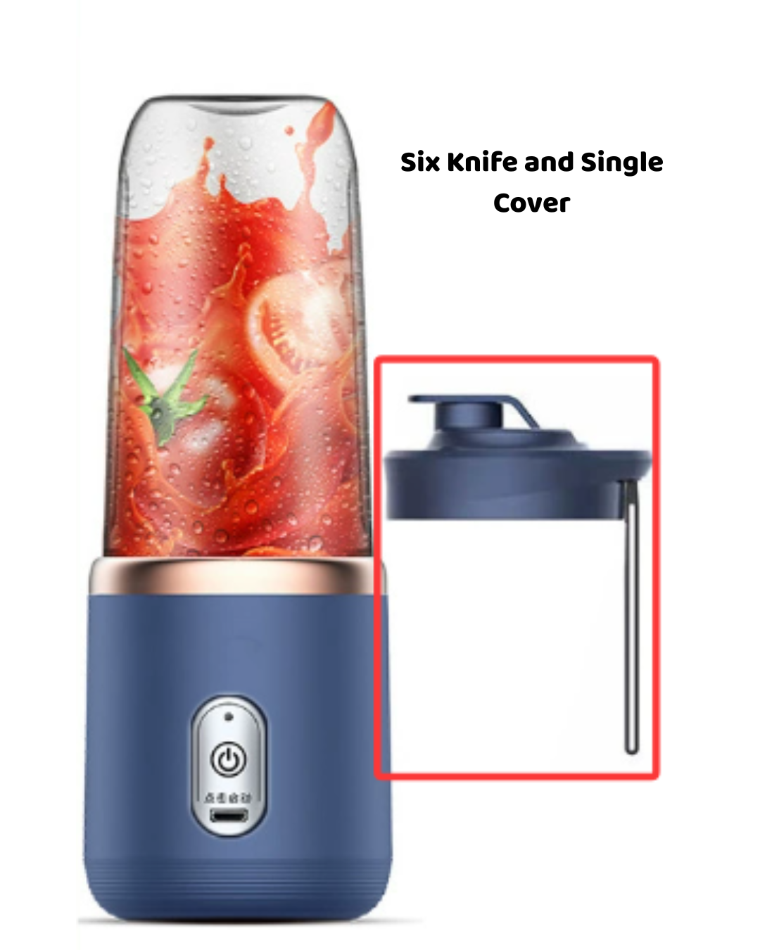 Portable USB Rechargeable Blender – 6-Blade Power for Smoothies, Juices & More