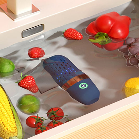 Wireless Capsule Fruit and Vegetable Cleaning Purifier – Portable Residue Remover with 3000mAh Battery (Blue)