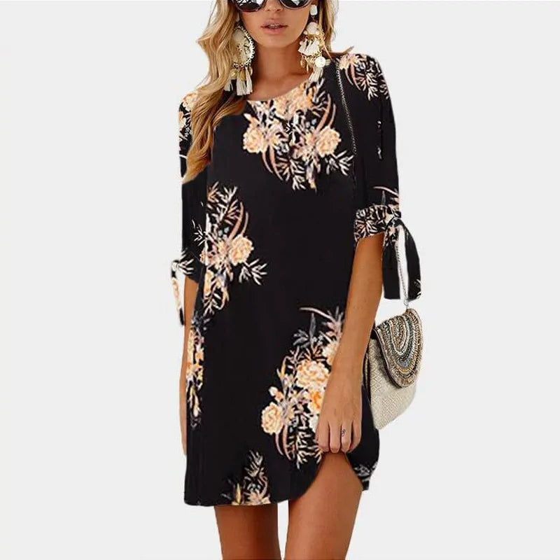 Floral Print Chiffon Beach Summer Dress