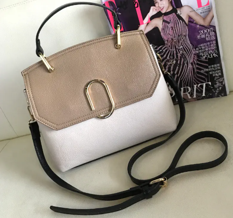 Urban Simplicity Shell Handbag – Compact Shoulder Bag in Brown, White, and Green