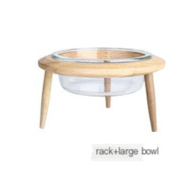 UFO Pet Bowl with Glass Saucer and Beech Wood Stand