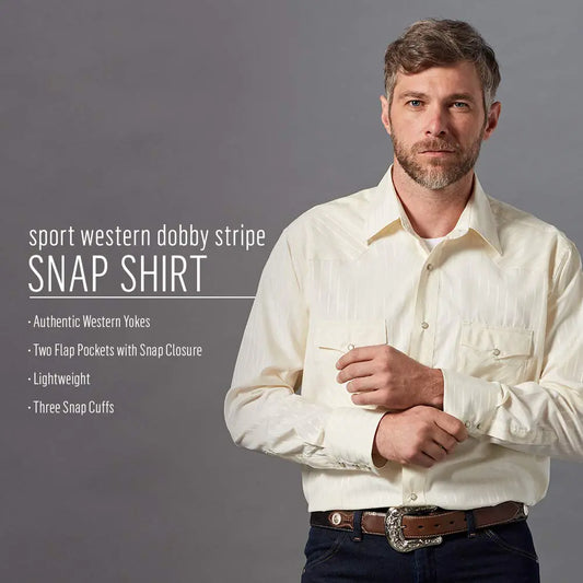 Men’s Sport Western Snap Shirt – Classic Two-Pocket Design in Light Tan - ONLY 1 LEFT!