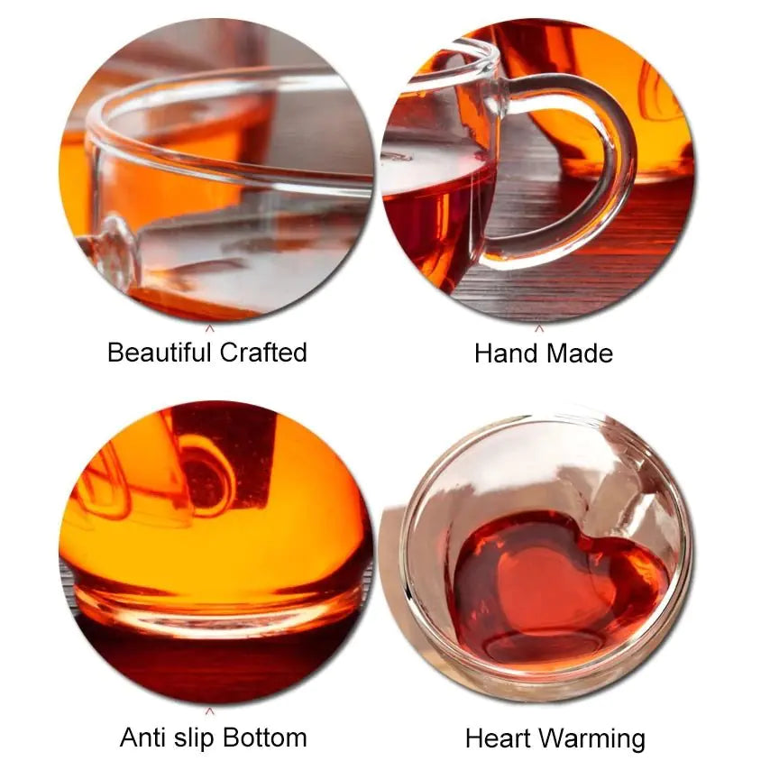 Heart-Shaped Double Wall Tea Coffee Mug